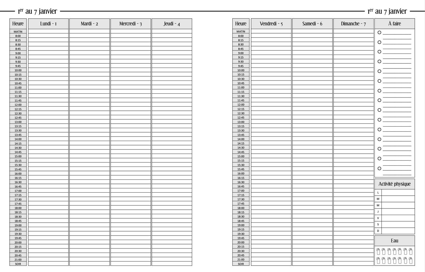 Intérieur pour les agendas